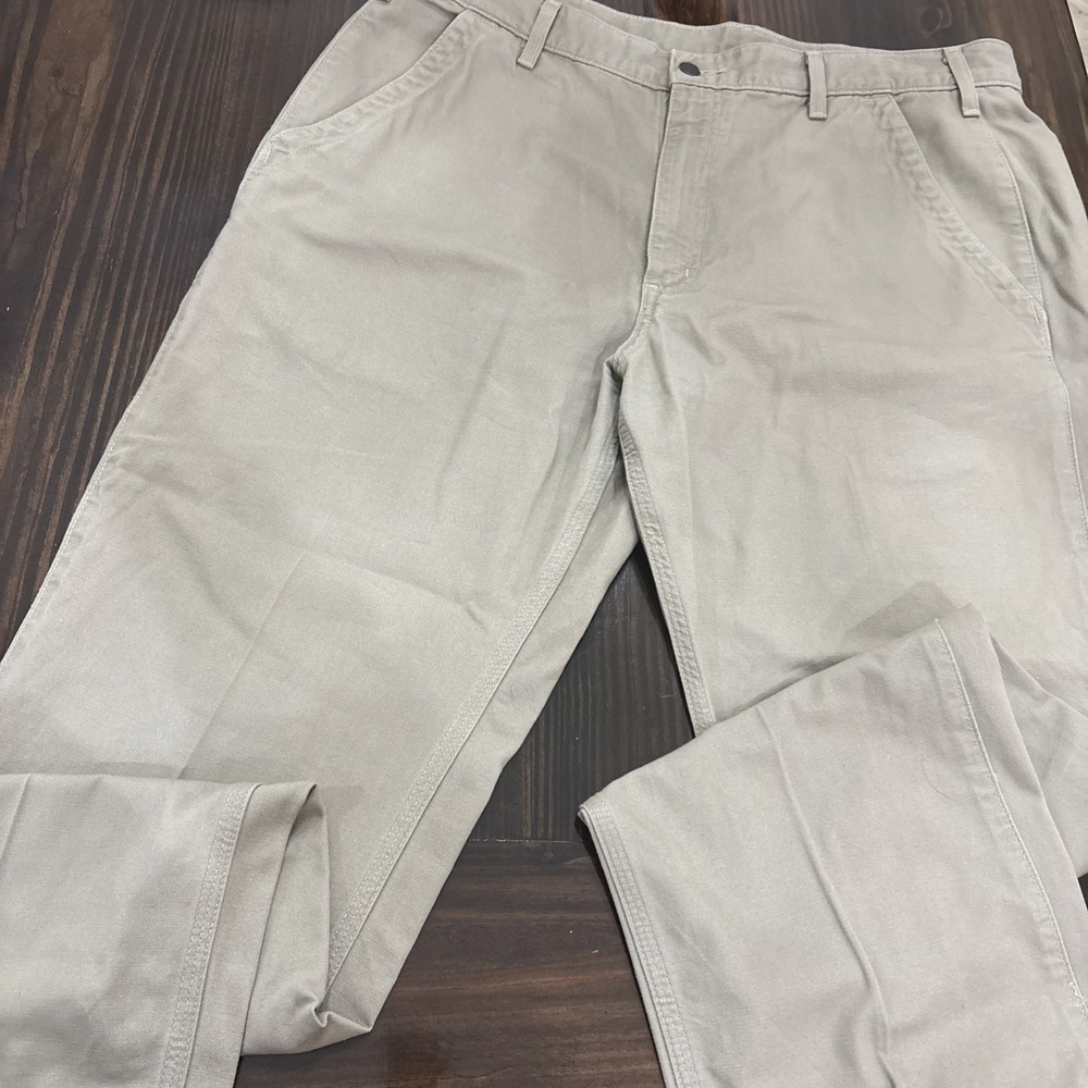 Carhartt Rugged Flex Relaxed Fit Canvas Work Pants Jeans 38x43 Tan